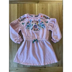 Boden Pink Embroidered Sweatshirt Dress Knee Length Casual